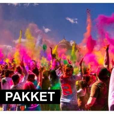 Holi poeder pakket 6 stuks paars oranje en blauw kopen